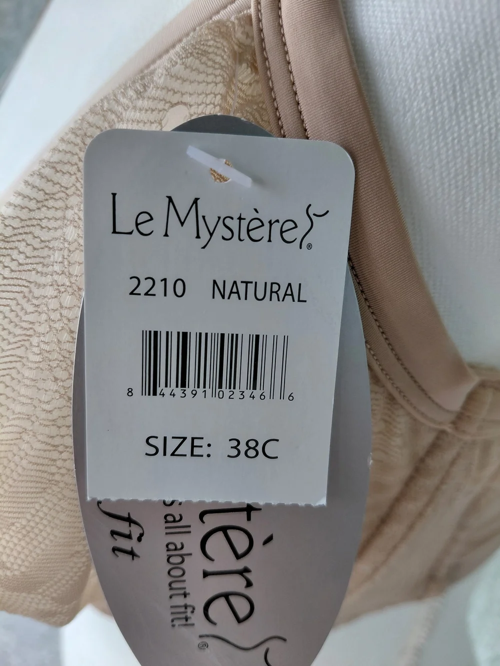 NWT Le Mystère Whisper 2210 Underwire Lace Bra 38C Natural Beige Full Support